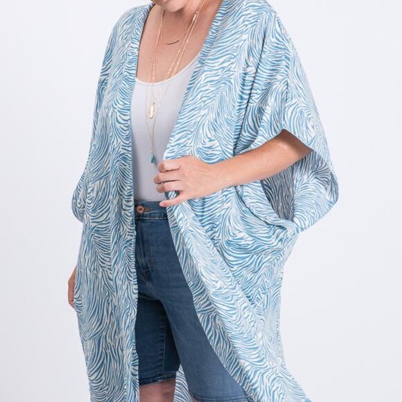 Zebra Print Short Sleeve Maxi Kimono - Picture 4 of 7